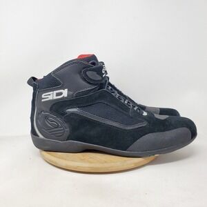 SIDI Gas Motorcycle Boots Mens 12.5 Lace Up Black Suede Sneaker Bike Moto Shoes